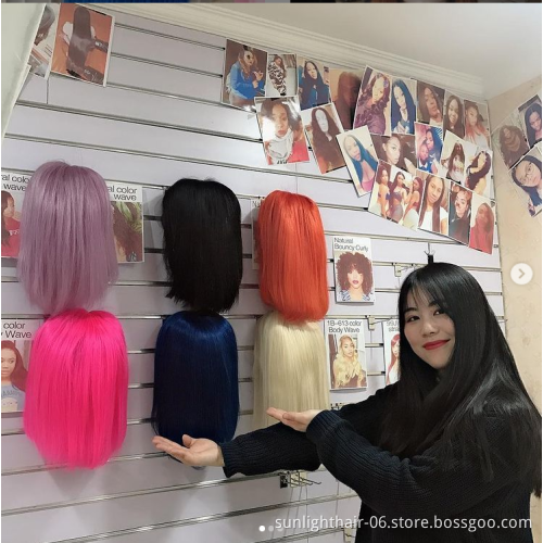 Free sample wholesale Sunlight 100% human hair lace front wig bob virgin raw brazilian cuticle aligned hair Celiehair